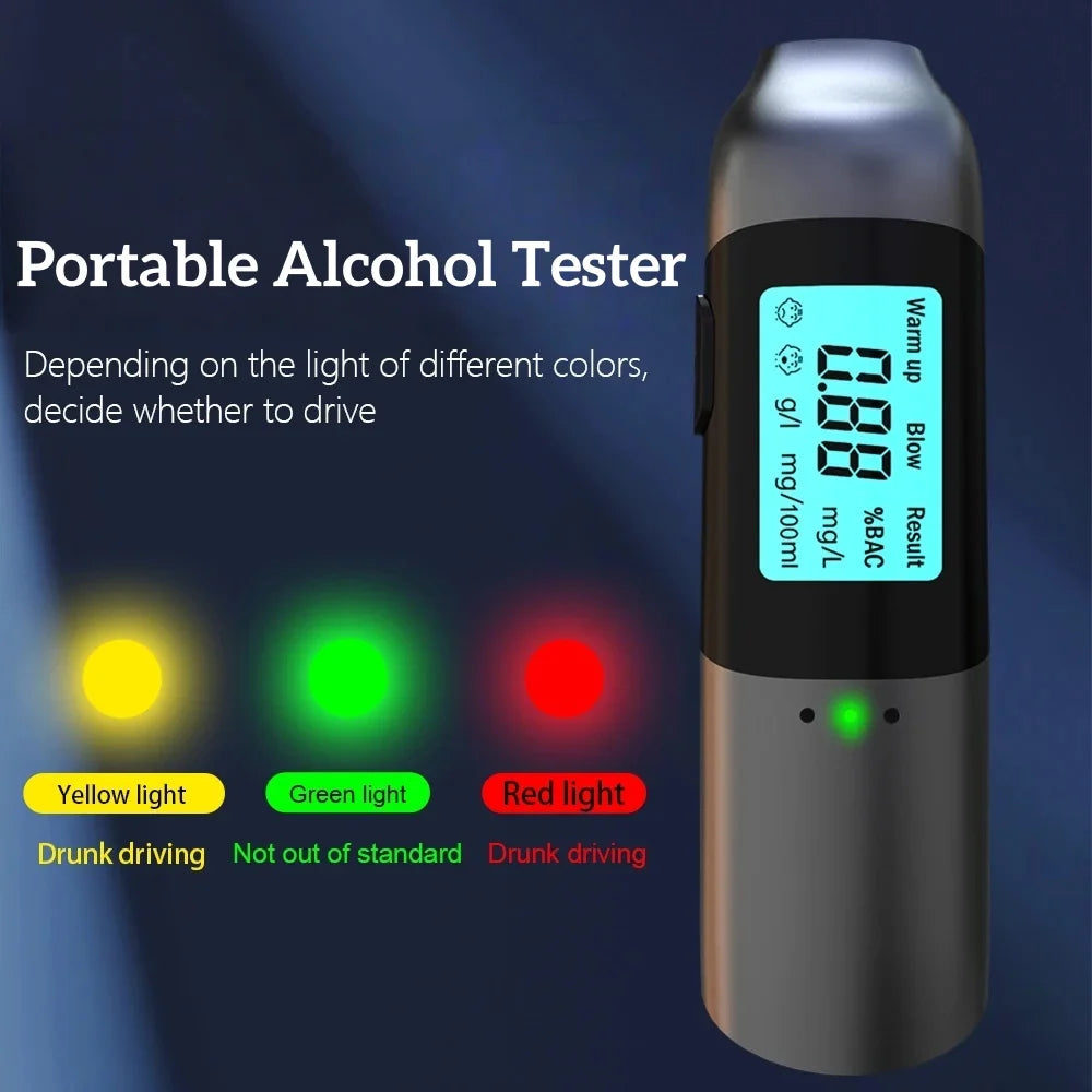Digital alcohol tester, portable alcohol detector with LCD display screen, accurate and sensitive, continuous detection
