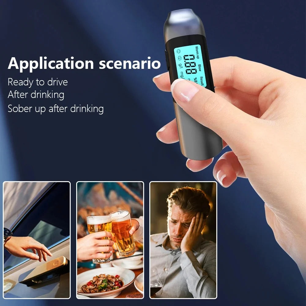 Digital alcohol tester, portable alcohol detector with LCD display screen, accurate and sensitive, continuous detection